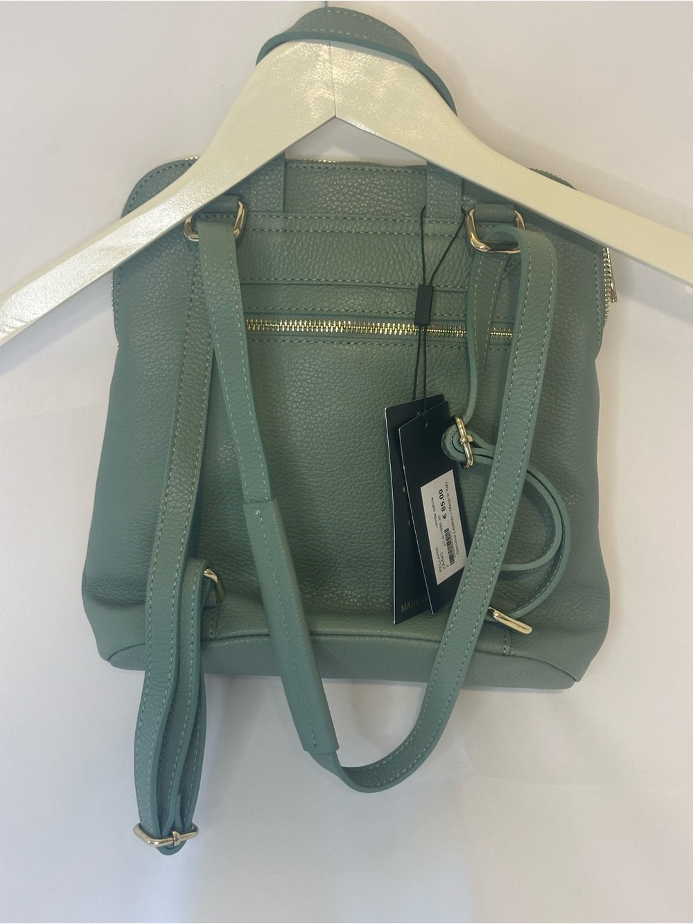 Borse in Pelle Pebbled green Leather  Backpack  Made In Italy nwt